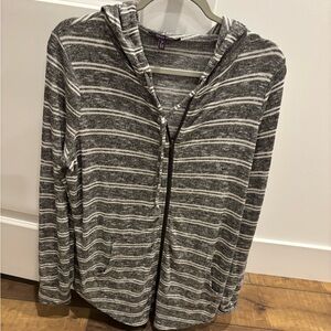 Olivia Sky Charcoal Striped Zip Up Hoodie size M